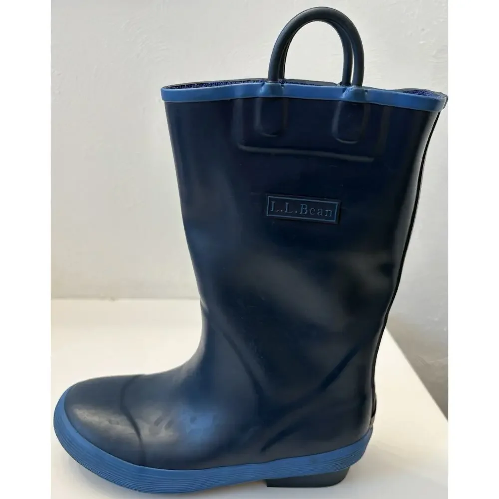 L.L.Bean Kids' Puddle Stompers Rain Boot Blue Size 3 Waterproof Outdoors